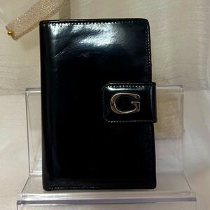 Gucci Patent Black Wallet with Silver Logo
